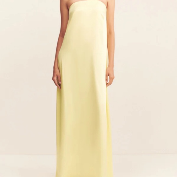 Shona Joy La Lune Strapless Column Maxi Dress in Lemon - Picture 2 of 5